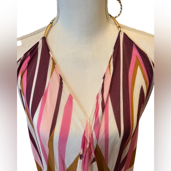 Pool to Party Subtle Luxury Swim Cover Up Dress One Size Halter Neck Low Back - Picture 4 of 13